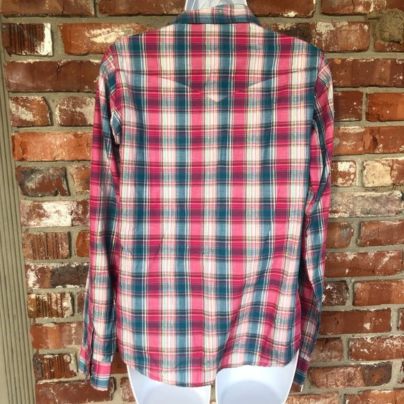 Wrancher by Wrangler plaid snap front long sleeve shirt size Medium - Picture 4 of 7